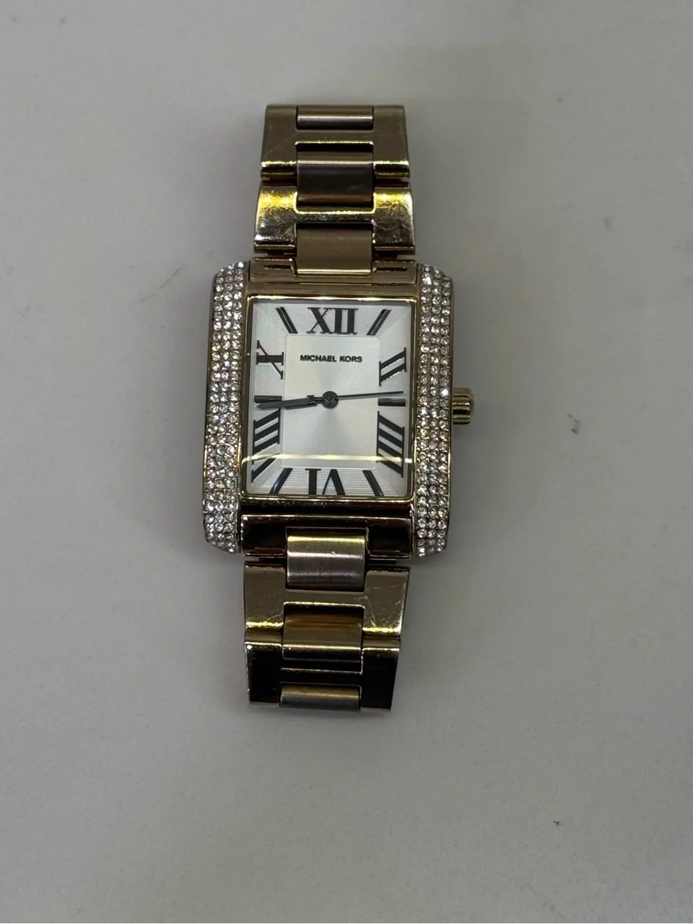 Michael Kors Gold Crystal-Frame Women's Rectangular Watch